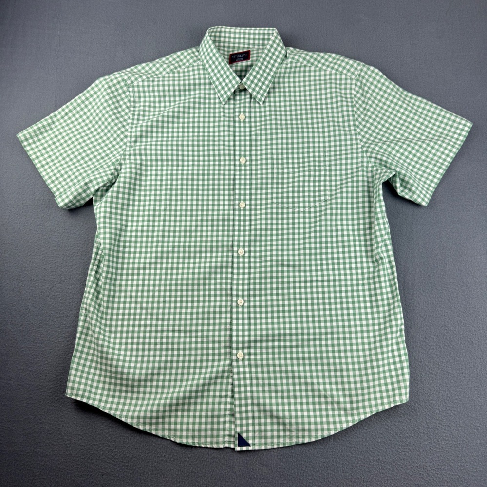 UNTUCKit Shirt Men's L Green Gingham Voss Short Sleeve Button Down Regular Fit
